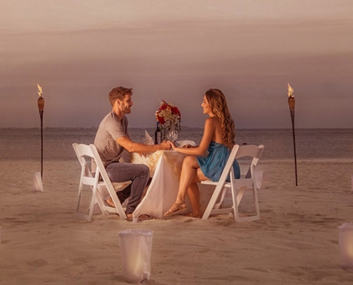 Romantic dinner on beach