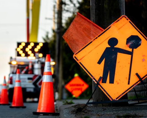 Road works sign